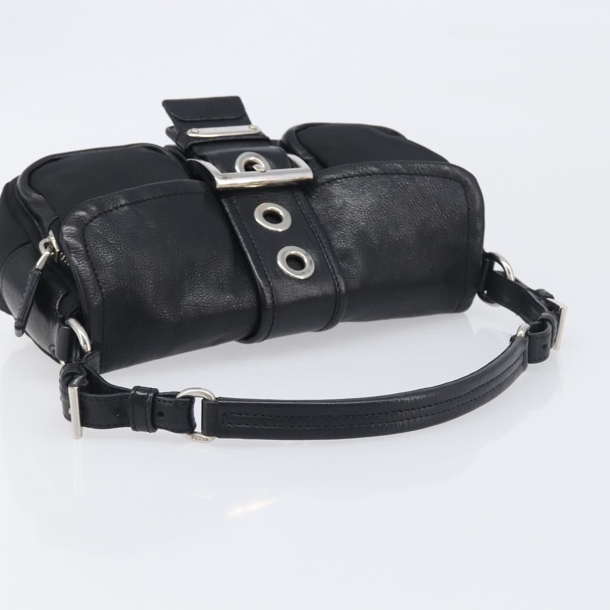 PRADA Hand Bag Nylon Black Silver Auth yk20793V