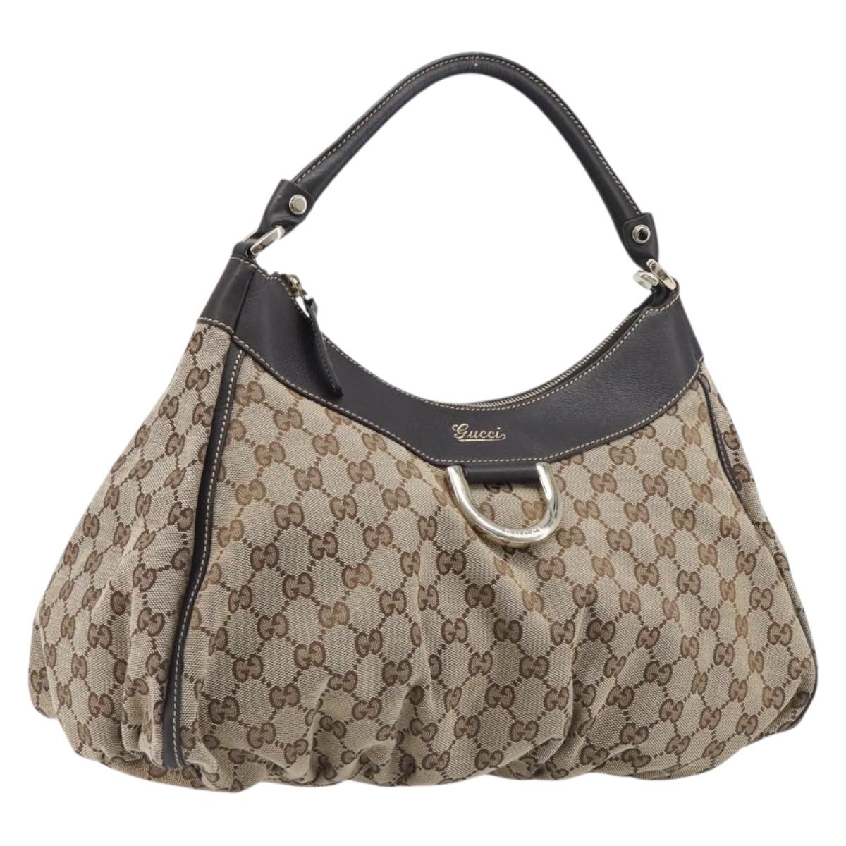 GUCCI GG Canvas Abbey Shoulder Bag Beige Gold 189833 Auth yk20794V