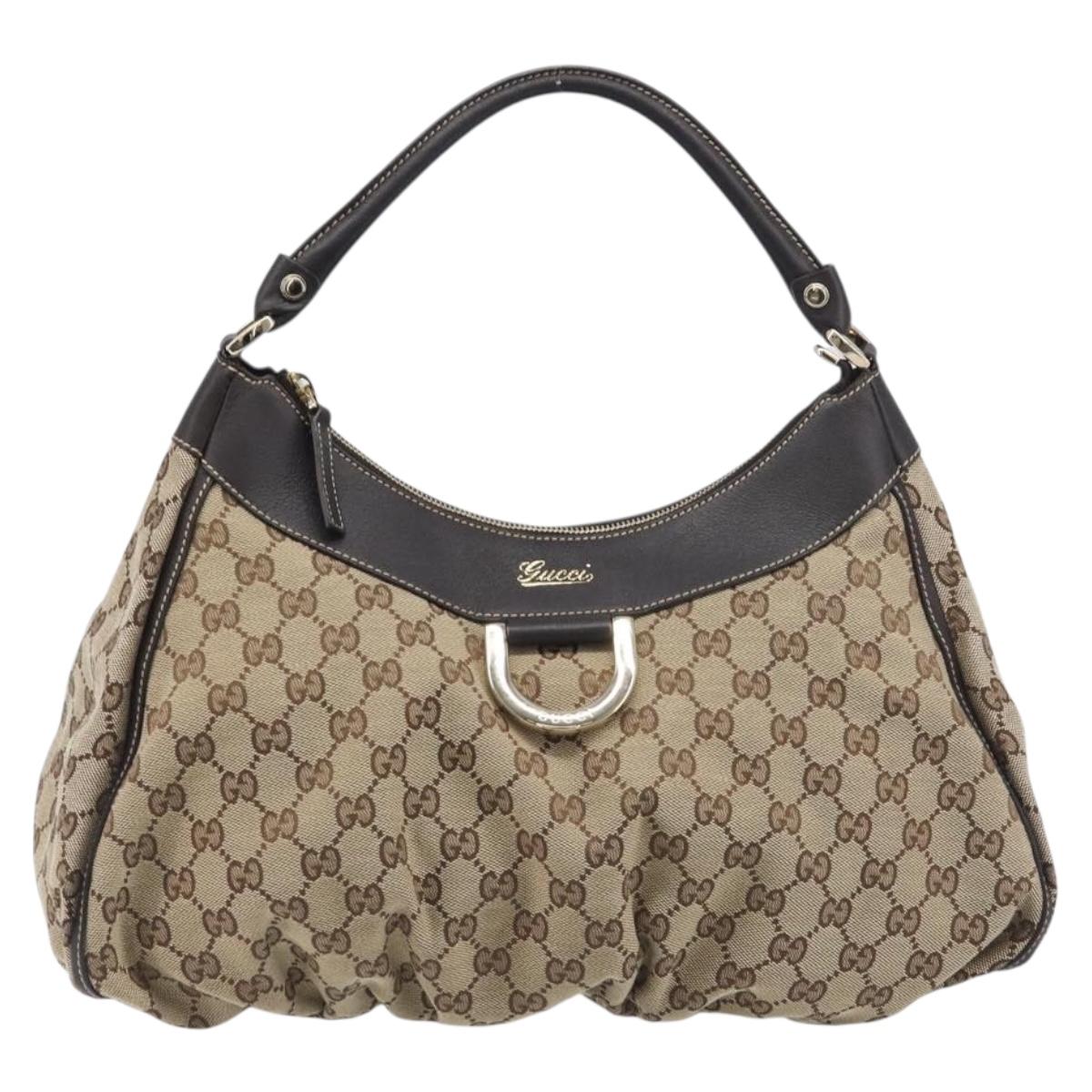 GUCCI GG Canvas Abbey Shoulder Bag Beige Gold 189833 Auth yk20794V