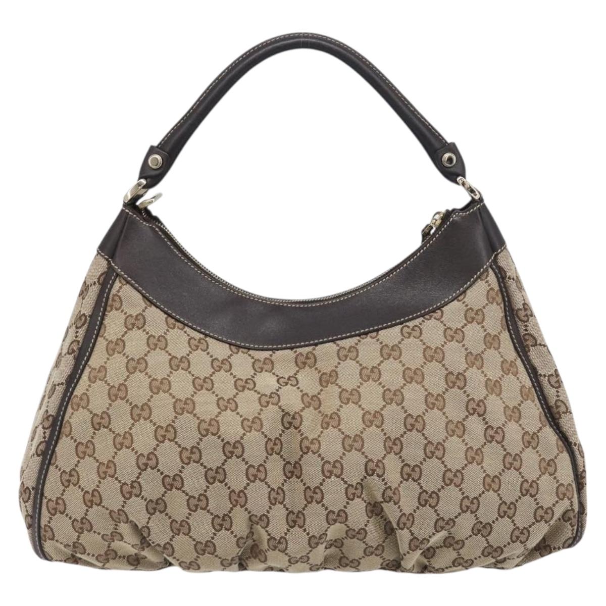 GUCCI GG Canvas Abbey Shoulder Bag Beige Gold 189833 Auth yk20794V
