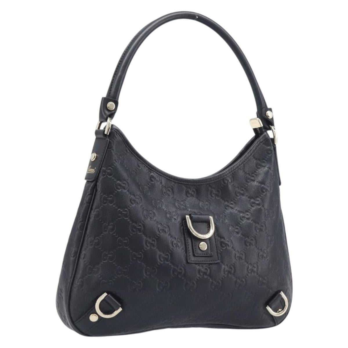 GUCCI Guccissima GG Canvas Bag Leather Black Gold 130738 Auth yk20798SAV