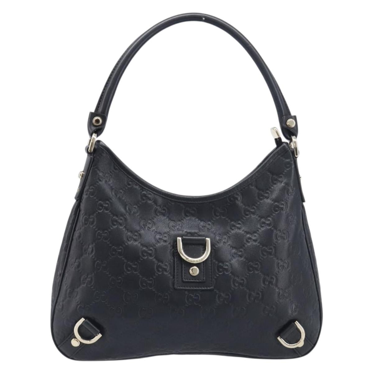 GUCCI Guccissima GG Canvas Bag Leather Black Gold 130738 Auth yk20798SAV