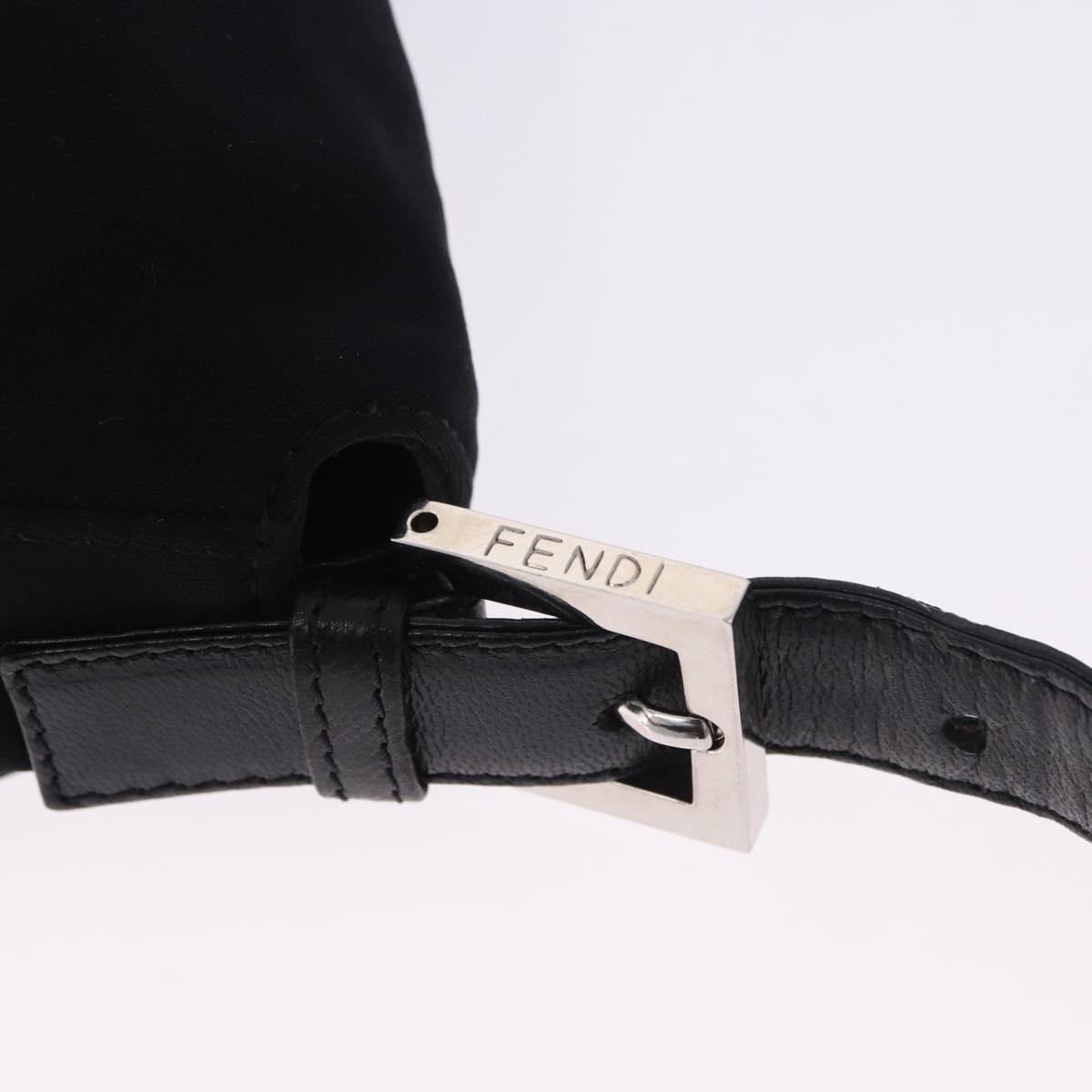 FENDI Mamma Baguette Shoulder Bag Cotton Jersey Black Silver Auth yk20801V