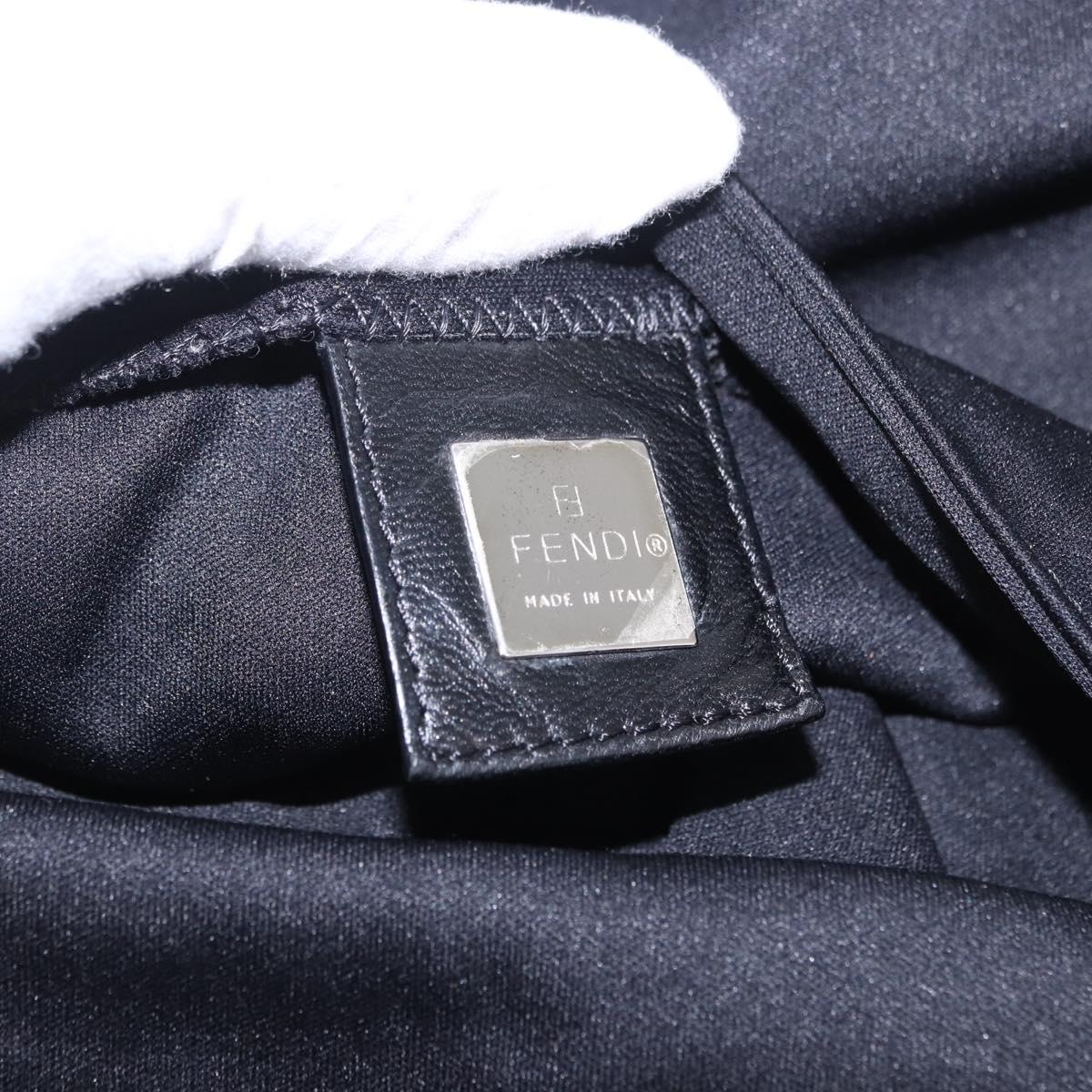 FENDI Mamma Baguette Shoulder Bag Cotton Jersey Black Silver Auth yk20801V