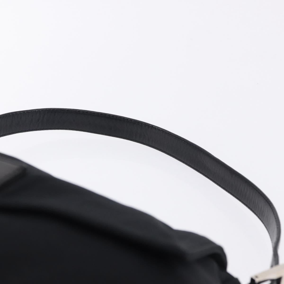 FENDI Mamma Baguette Shoulder Bag Cotton Jersey Black Silver Auth yk20801V