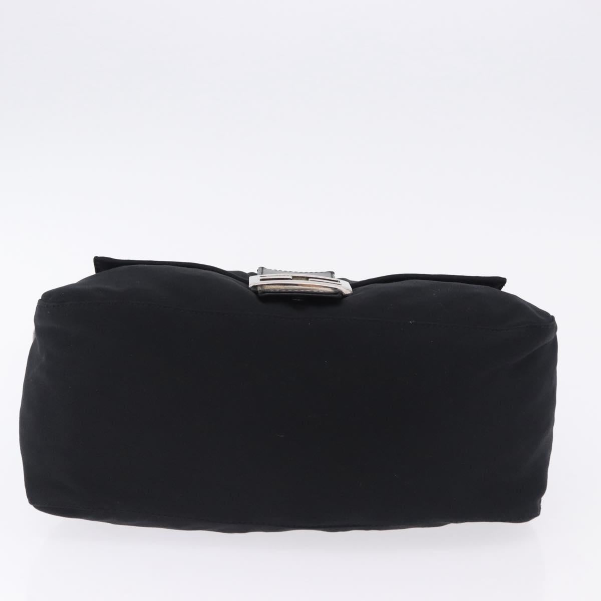 FENDI Mamma Baguette Shoulder Bag Cotton Jersey Black Silver Auth yk20801V