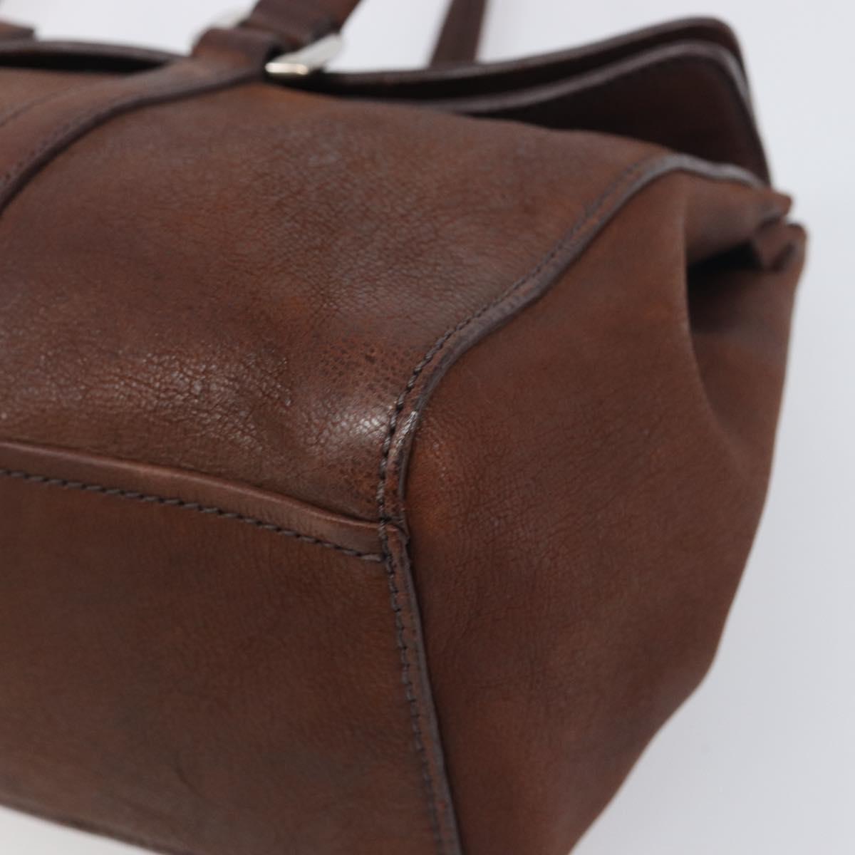 PRADA Shoulder Bag Leather Brown Silver Auth yk20802SAV
