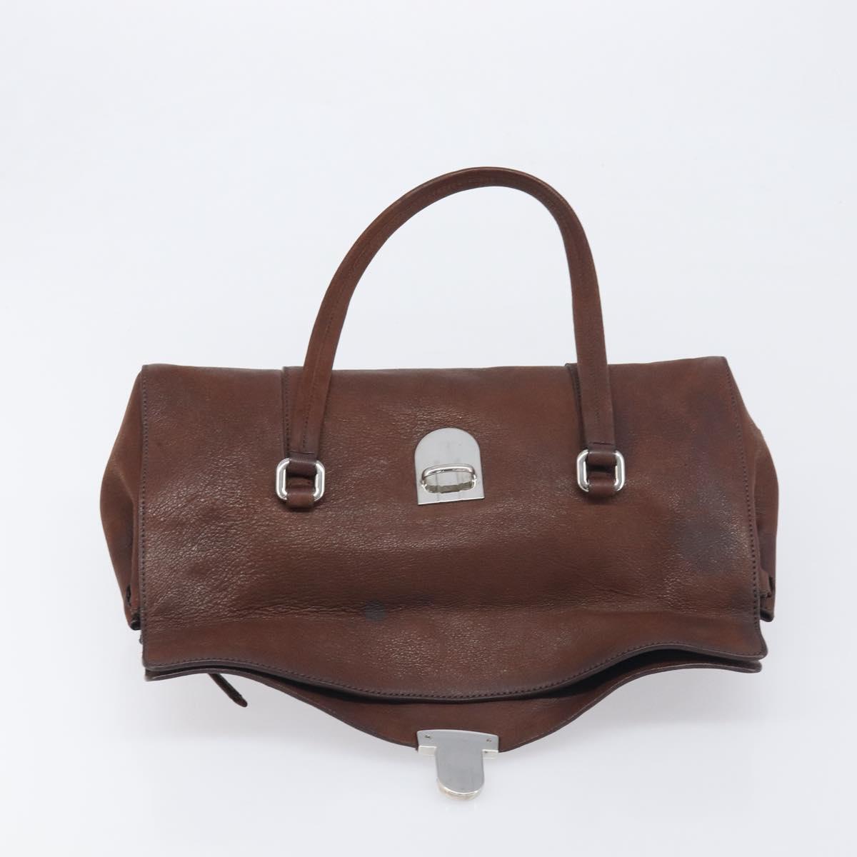 PRADA Shoulder Bag Leather Brown Silver Auth yk20802SAV