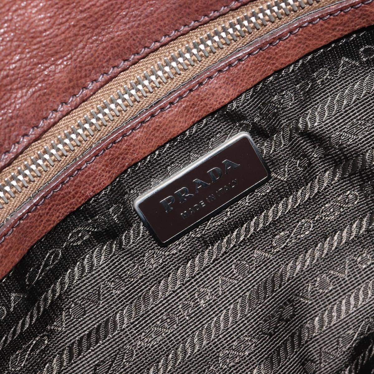 PRADA Shoulder Bag Leather Brown Silver Auth yk20802SAV