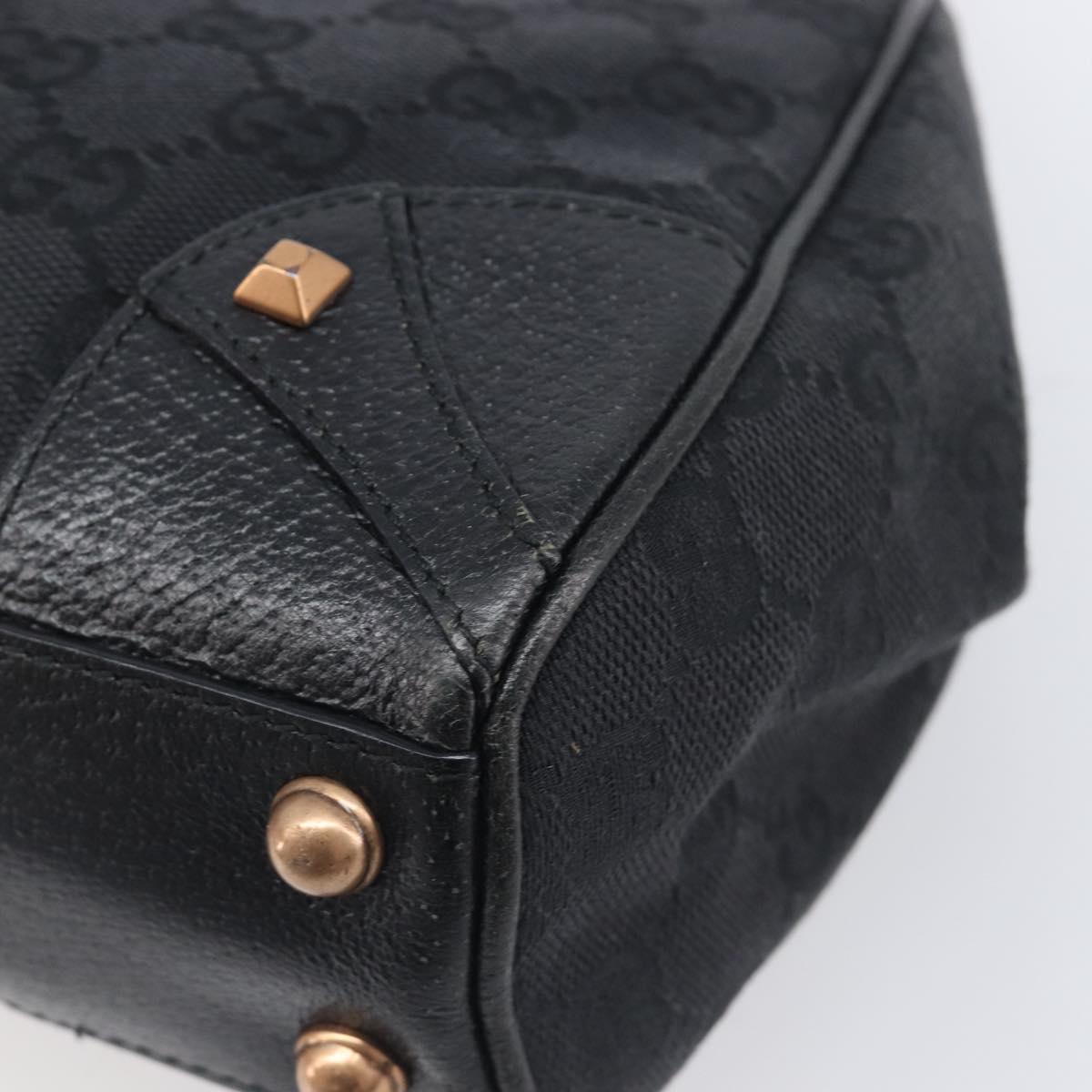 GUCCI GG Canvas Jackie Hand Bag Leather Black 124409 Auth yk20807V