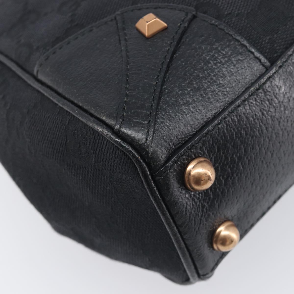 GUCCI GG Canvas Jackie Hand Bag Leather Black 124409 Auth yk20807V