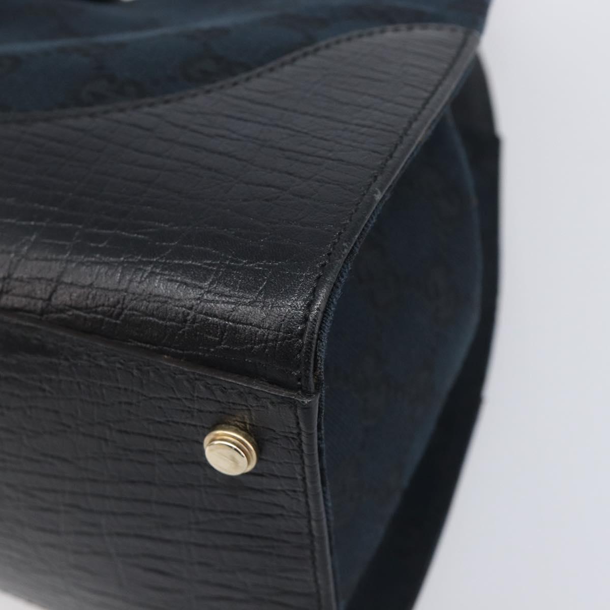 GUCCI GG Canvas Web Sherry Line Hand Bag Black Gold 130995 Auth yk20808SAV