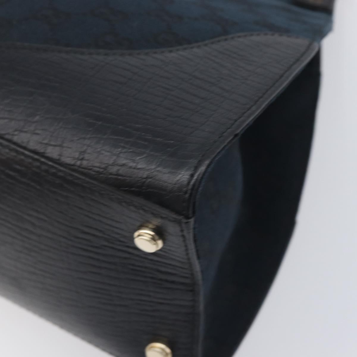 GUCCI GG Canvas Web Sherry Line Hand Bag Black Gold 130995 Auth yk20808SAV