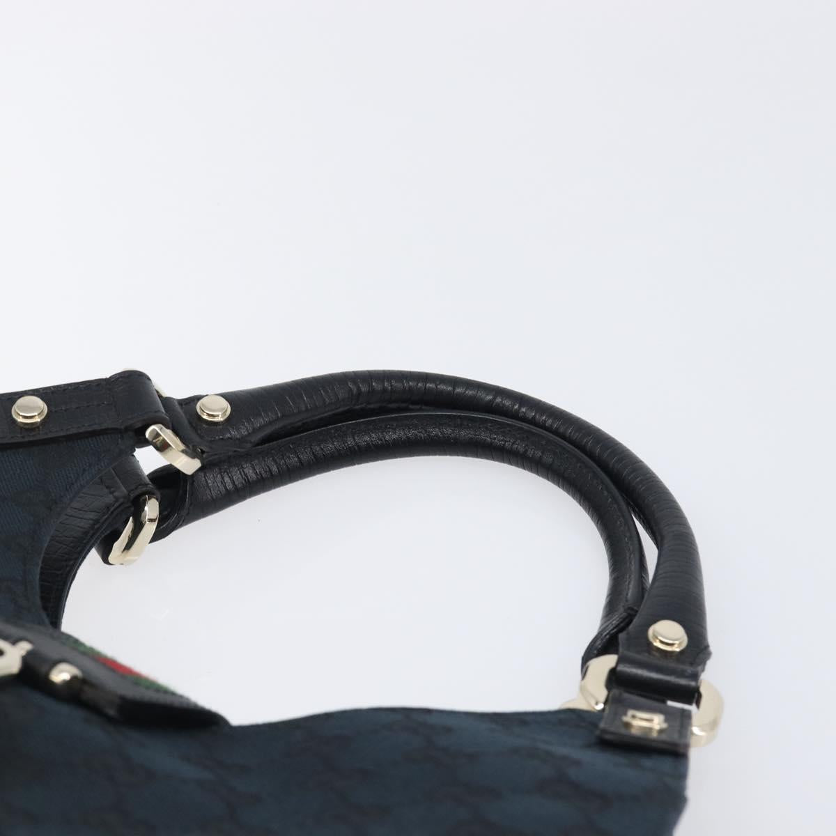 GUCCI GG Canvas Web Sherry Line Hand Bag Black Gold 130995 Auth yk20808SAV