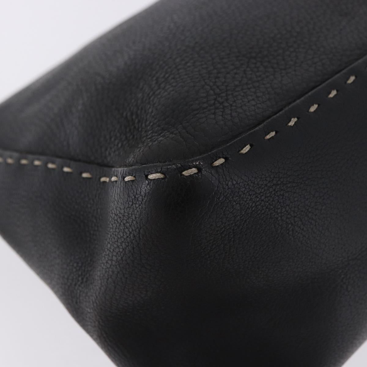 FENDI Selleria Mamma Baguette Shoulder Bag Leather Black Auth yk20809V