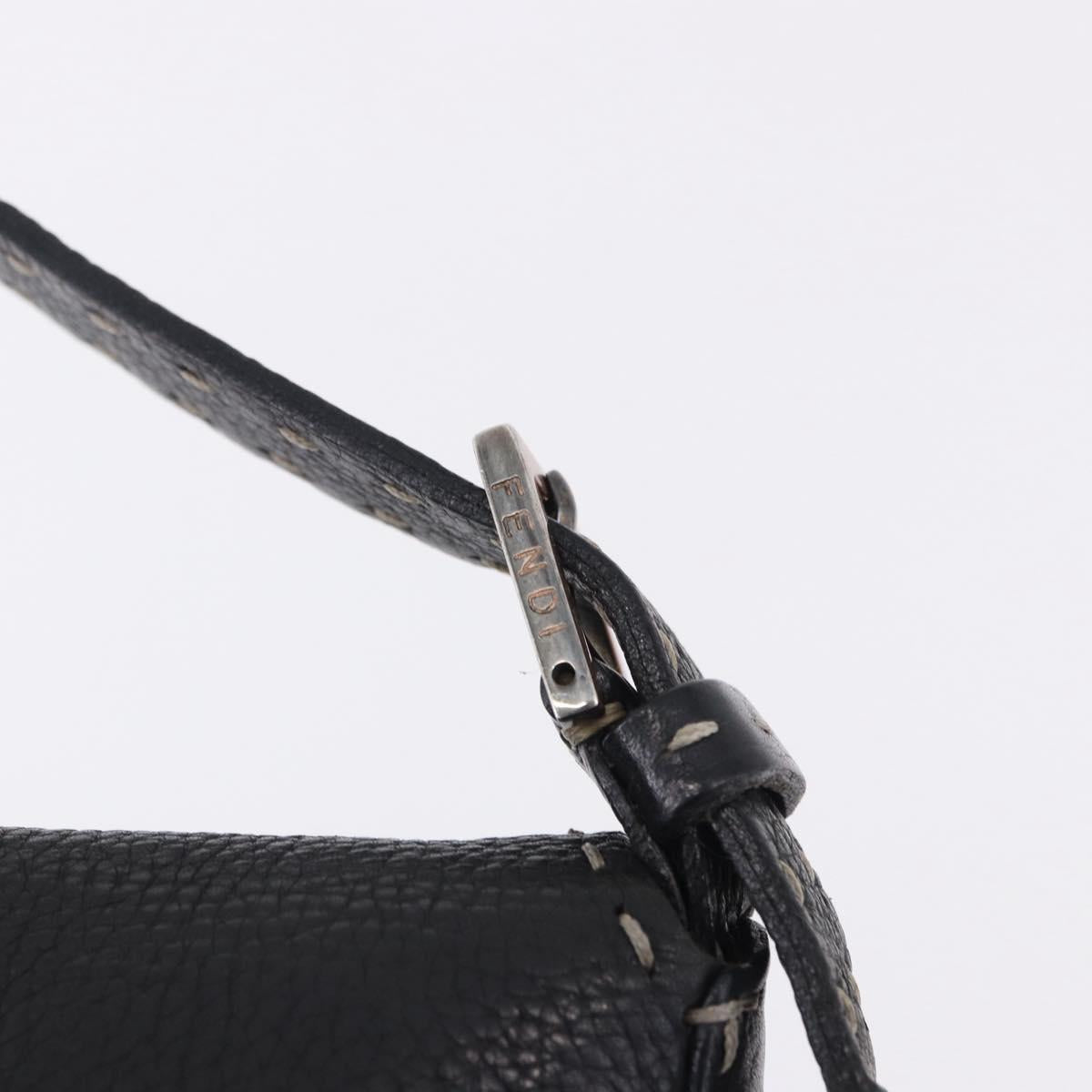 FENDI Selleria Mamma Baguette Shoulder Bag Leather Black Auth yk20809V