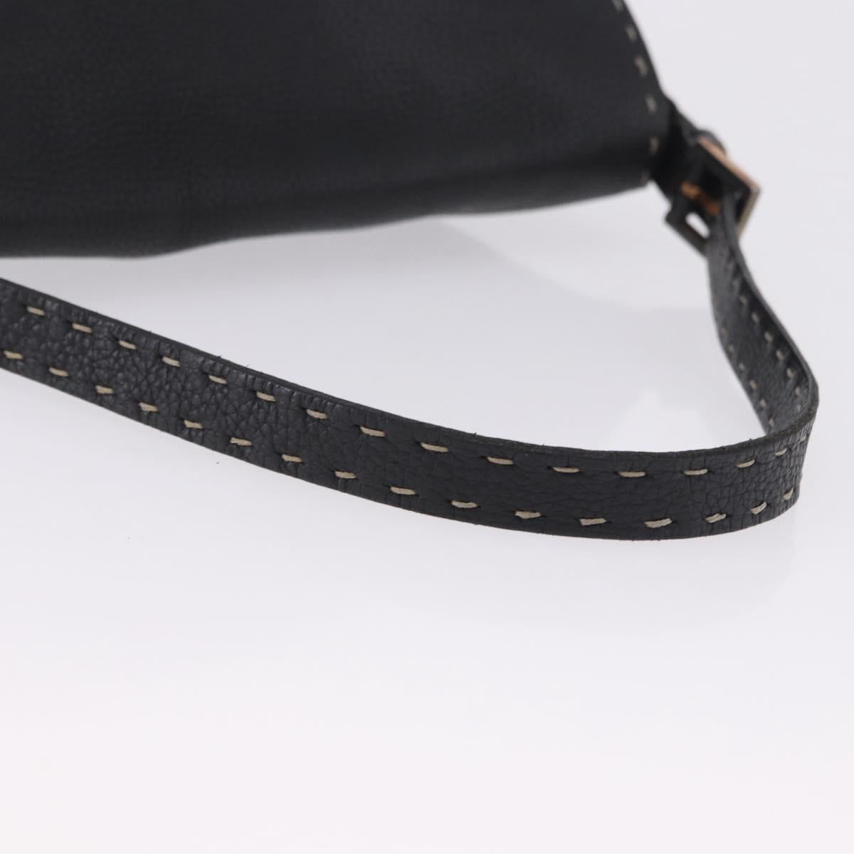 FENDI Selleria Mamma Baguette Shoulder Bag Leather Black Auth yk20809V