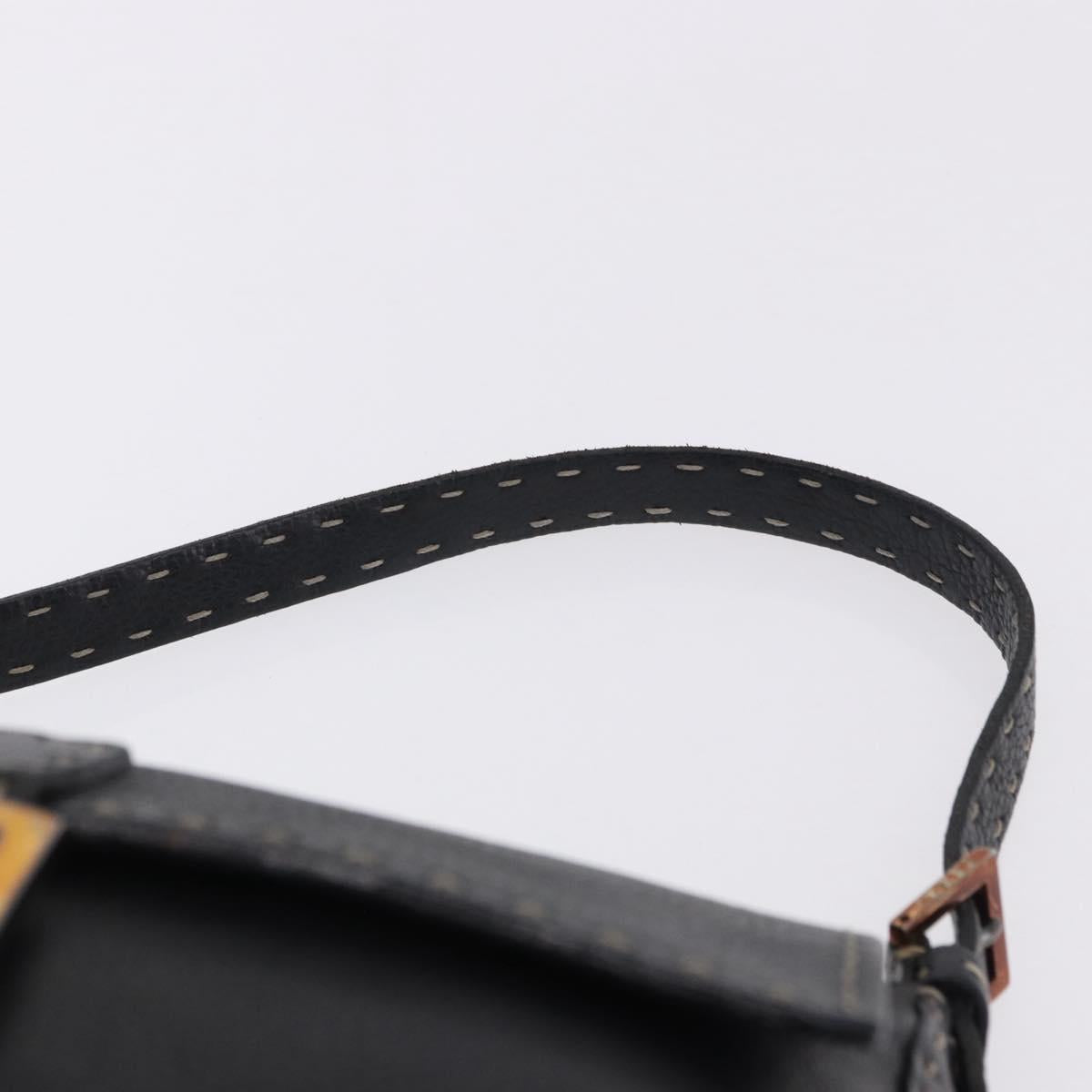 FENDI Selleria Mamma Baguette Shoulder Bag Leather Black Auth yk20809V