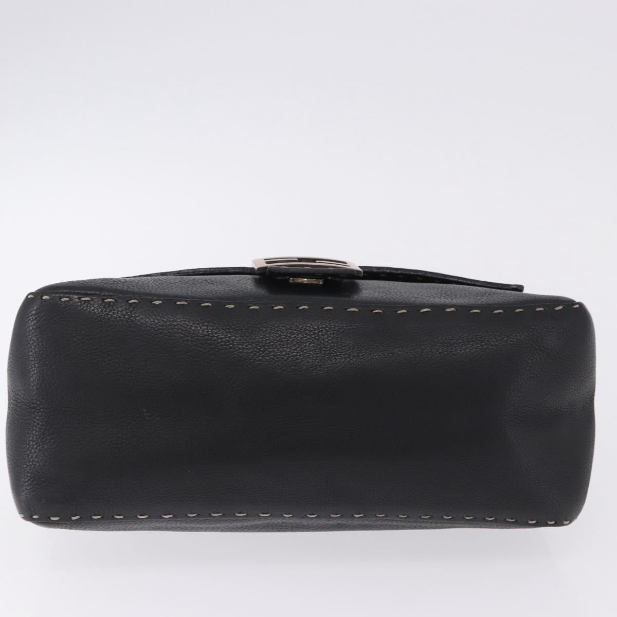 FENDI Selleria Mamma Baguette Shoulder Bag Leather Black Auth yk20809V