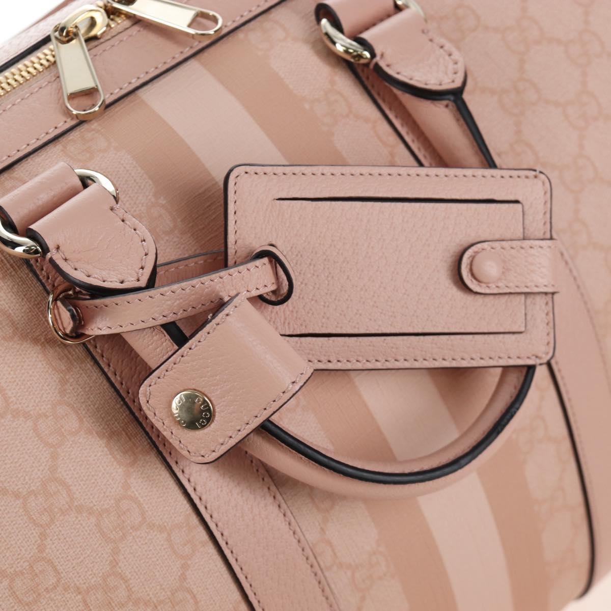 GUCCI GG Supreme Boston Bag PVC 2way Pink Gold 811486 Auth yk20816SAV