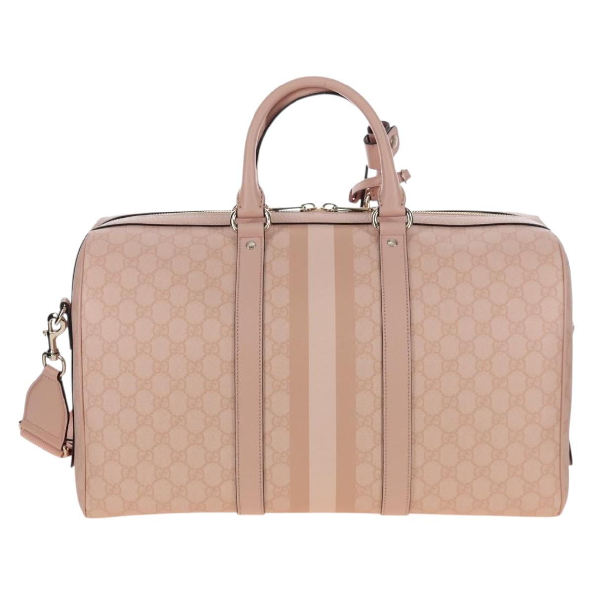 GUCCI GG Supreme Boston Bag PVC 2way Pink Gold 811486 Auth yk20816SAV