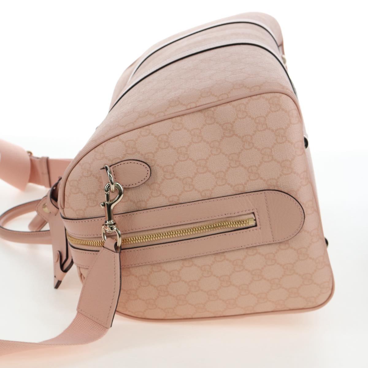 GUCCI GG Supreme Boston Bag PVC 2way Pink Gold 811486 Auth yk20816SAV