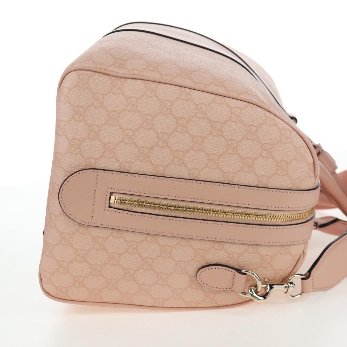 GUCCI GG Supreme Boston Bag PVC 2way Pink Gold 811486 Auth yk20816SAV