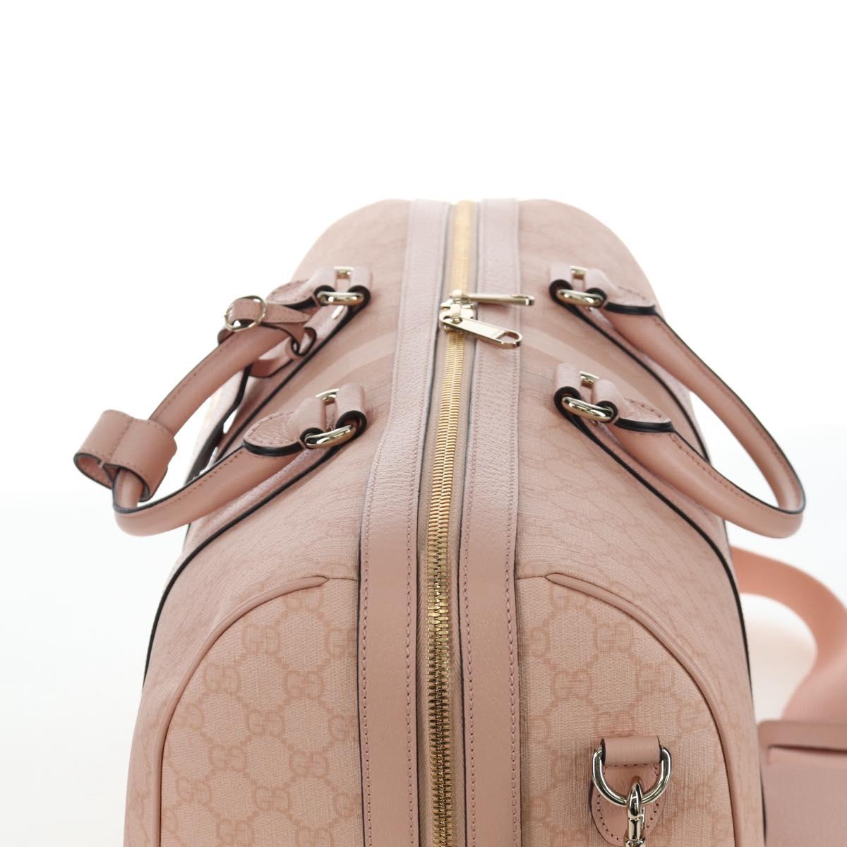 GUCCI GG Supreme Boston Bag PVC 2way Pink Gold 811486 Auth yk20816SAV