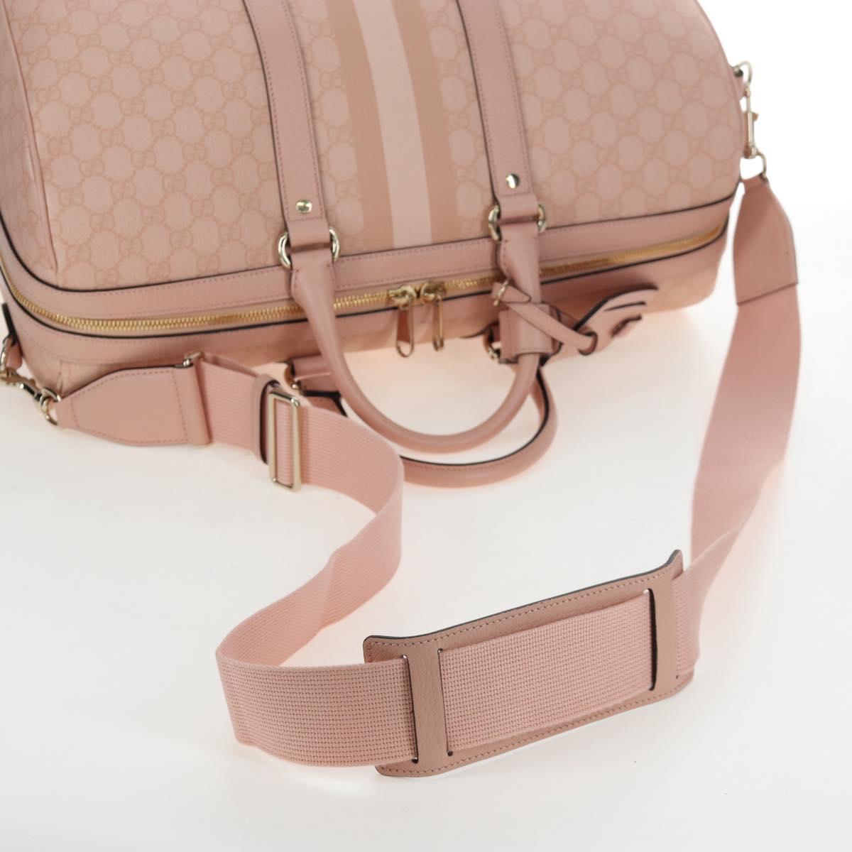 GUCCI GG Supreme Boston Bag PVC 2way Pink Gold 811486 Auth yk20816SAV