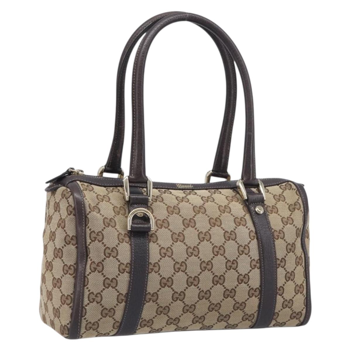 GUCCI GG Canvas Hand Bag Beige Gold 130942 Auth yk20821V