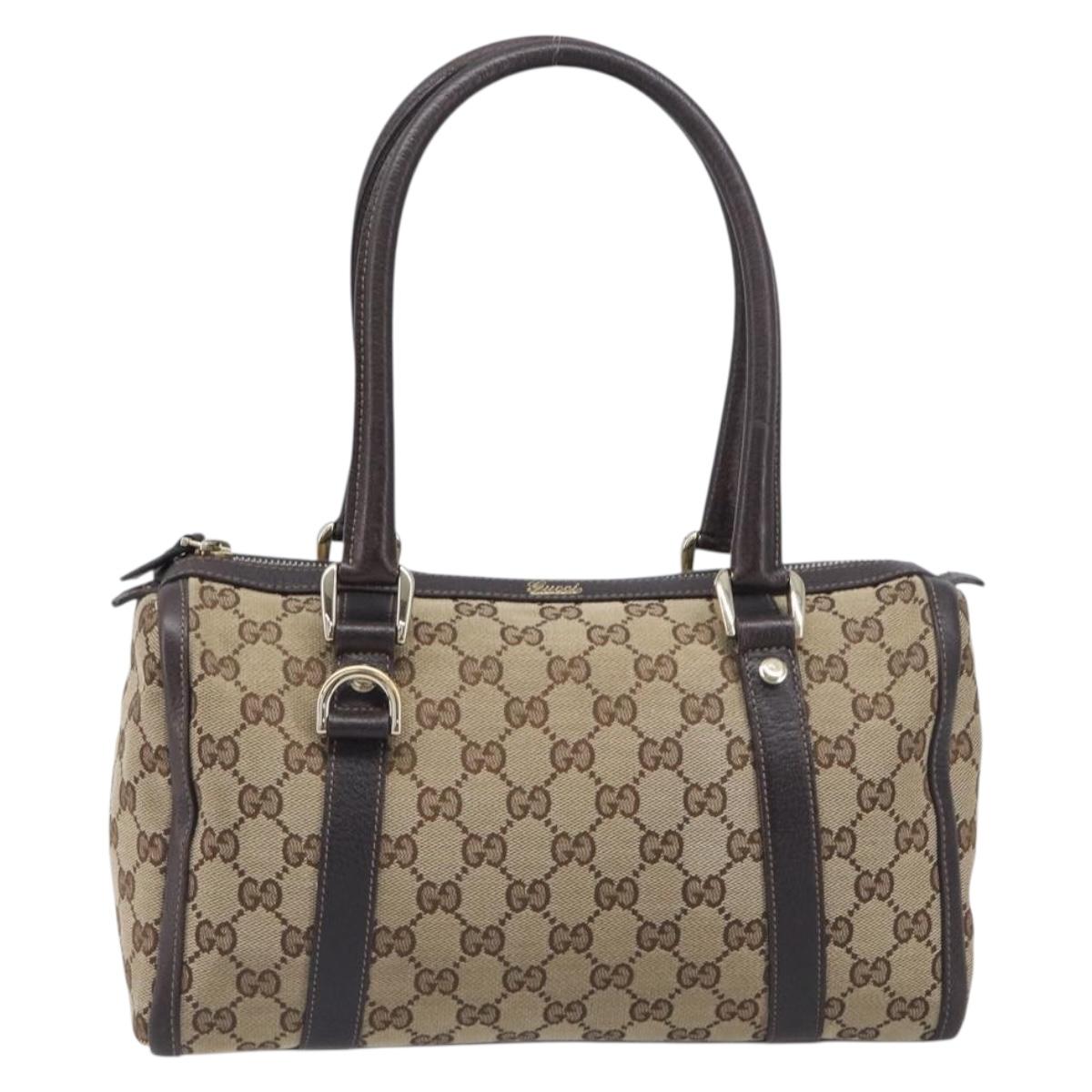 GUCCI GG Canvas Hand Bag Beige Gold 130942 Auth yk20821V