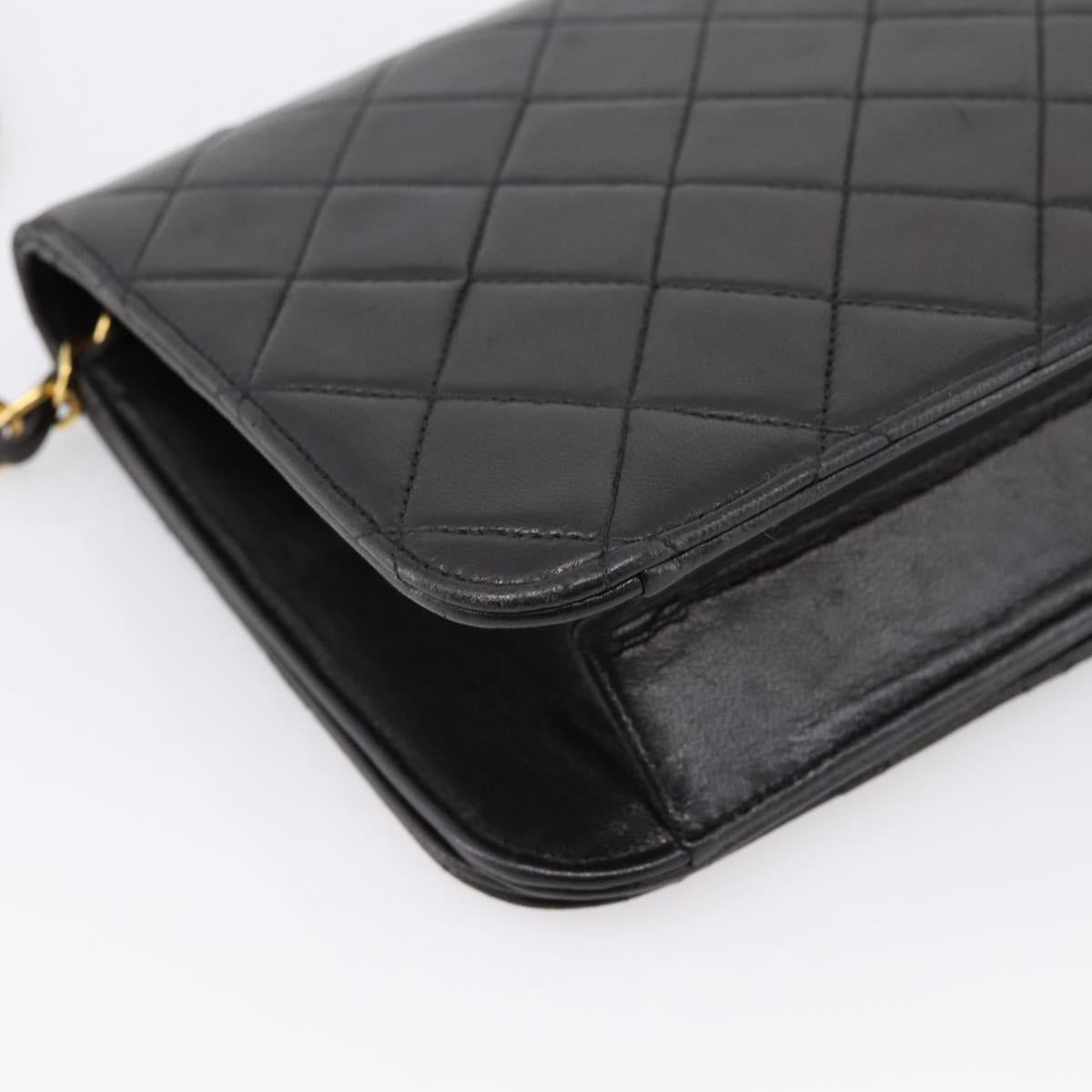 CHANEL Chain Matelasse Shoulder Bag Lamb Skin Black Gold CC Auth yk20824V