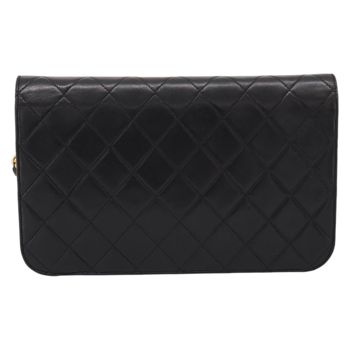 CHANEL Chain Matelasse Shoulder Bag Lamb Skin Black Gold CC Auth yk20824V