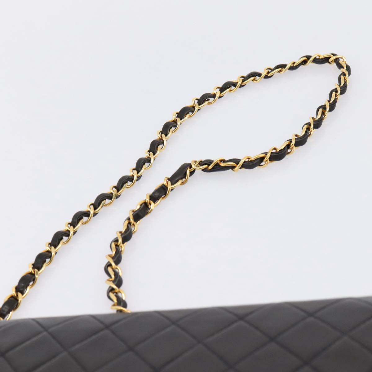CHANEL Chain Matelasse Shoulder Bag Lamb Skin Black Gold CC Auth yk20824V