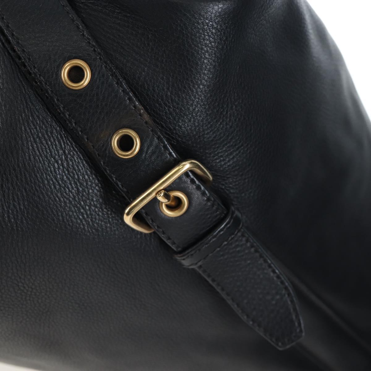 Miu Miu Shoulder Bag Leather Black Gold Auth yk20825V