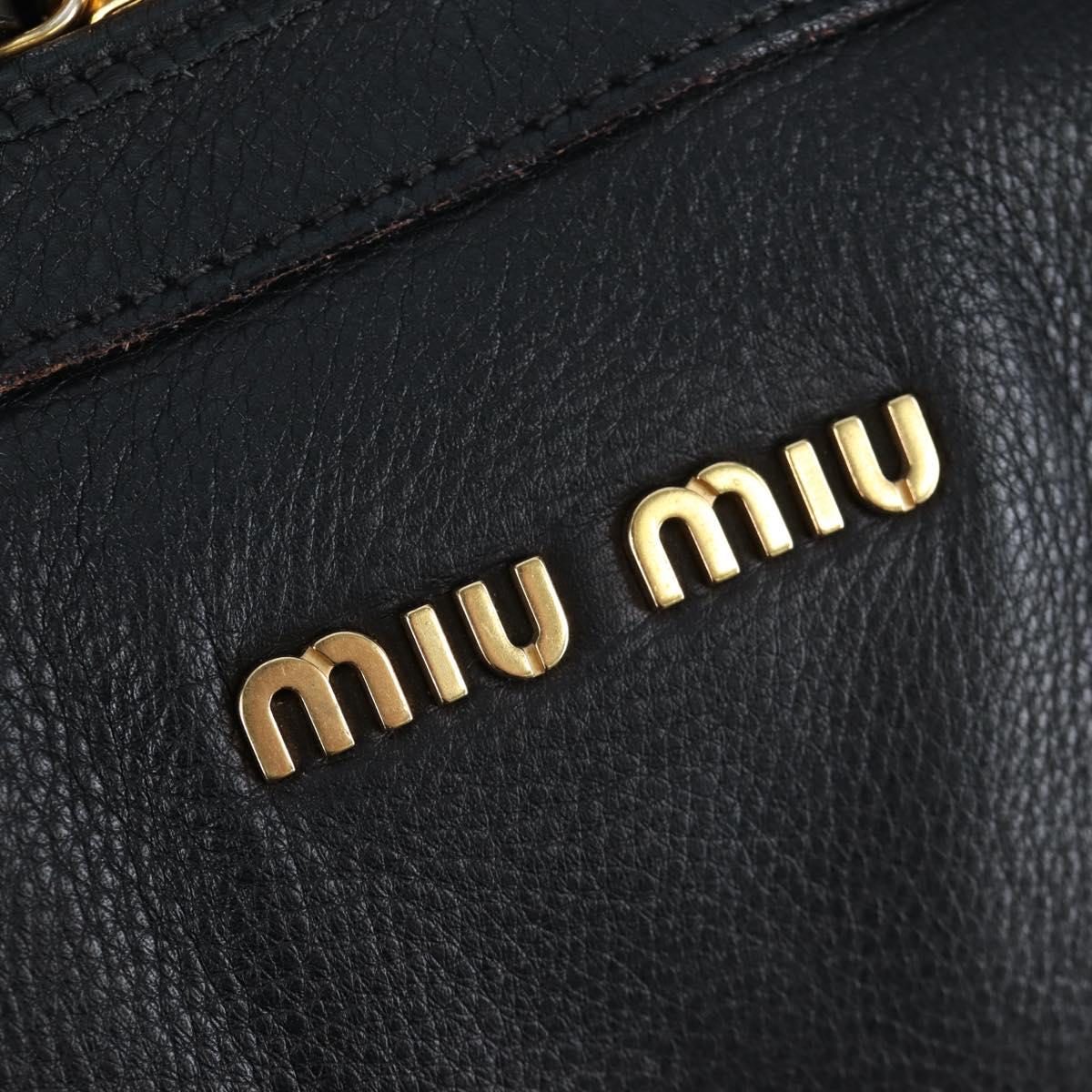 Miu Miu Shoulder Bag Leather Black Gold Auth yk20825V