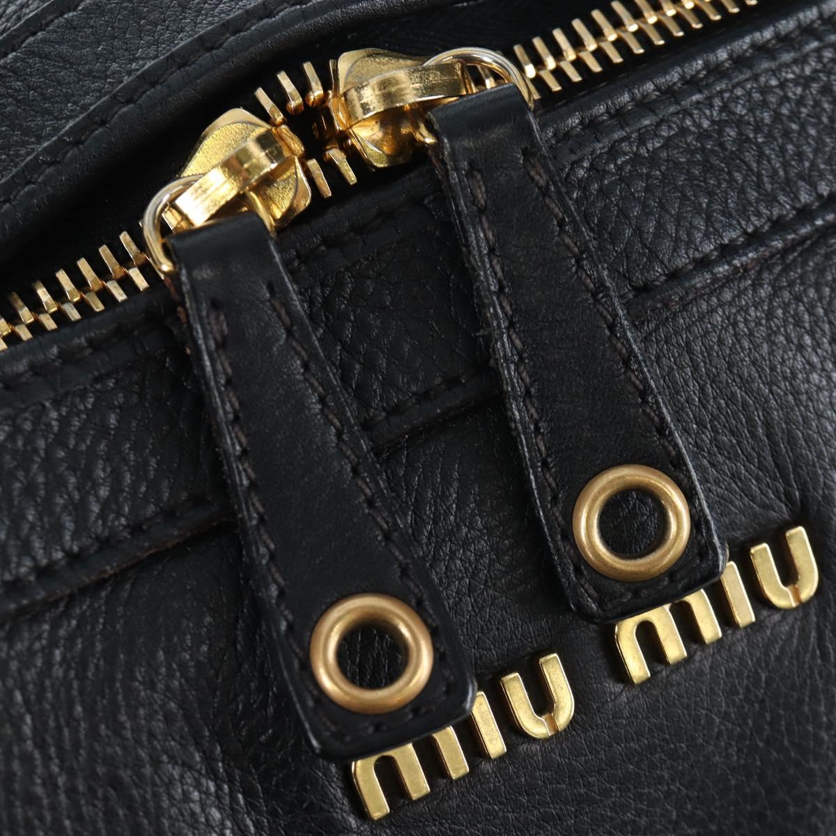 Miu Miu Shoulder Bag Leather Black Gold Auth yk20825V