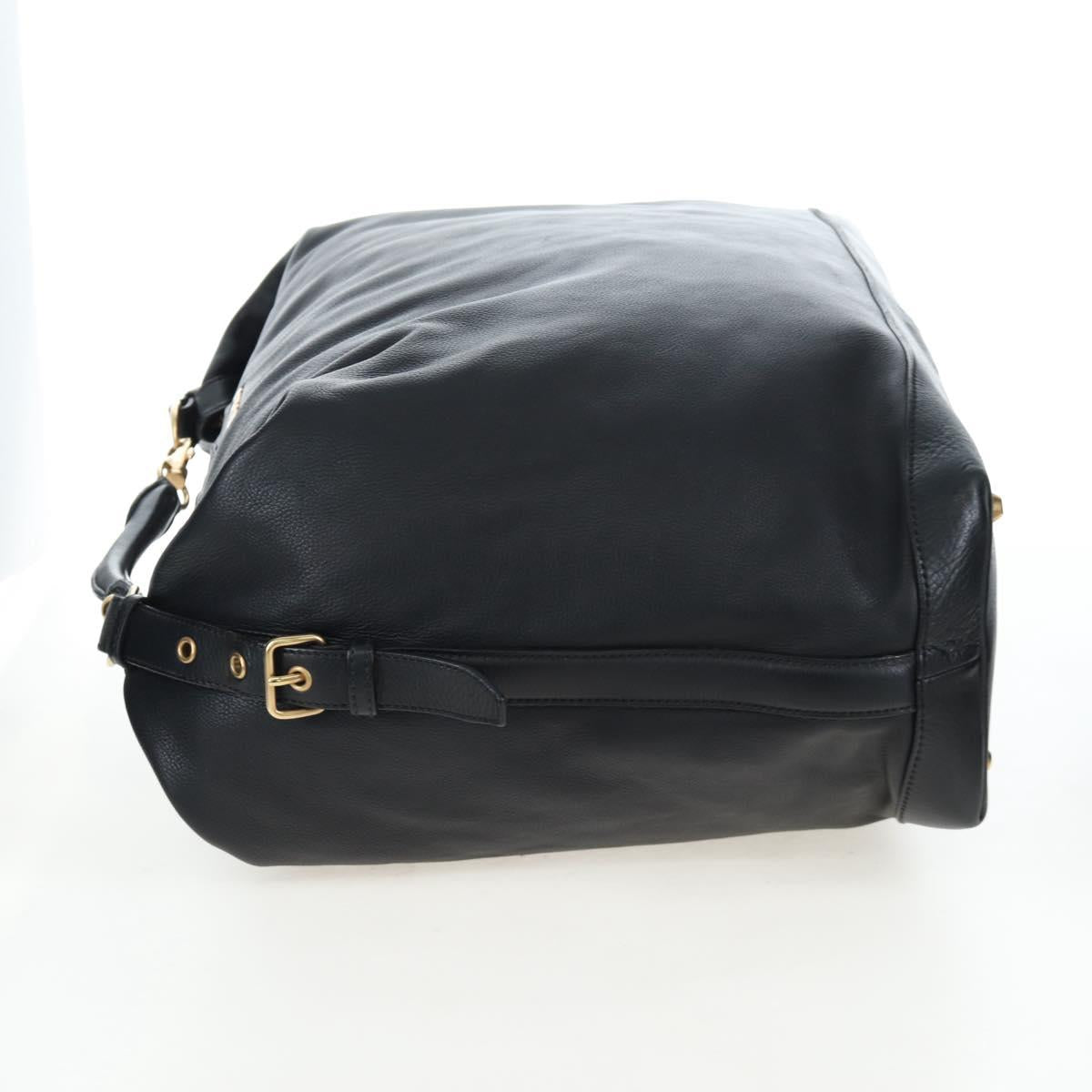 Miu Miu Shoulder Bag Leather Black Gold Auth yk20825V