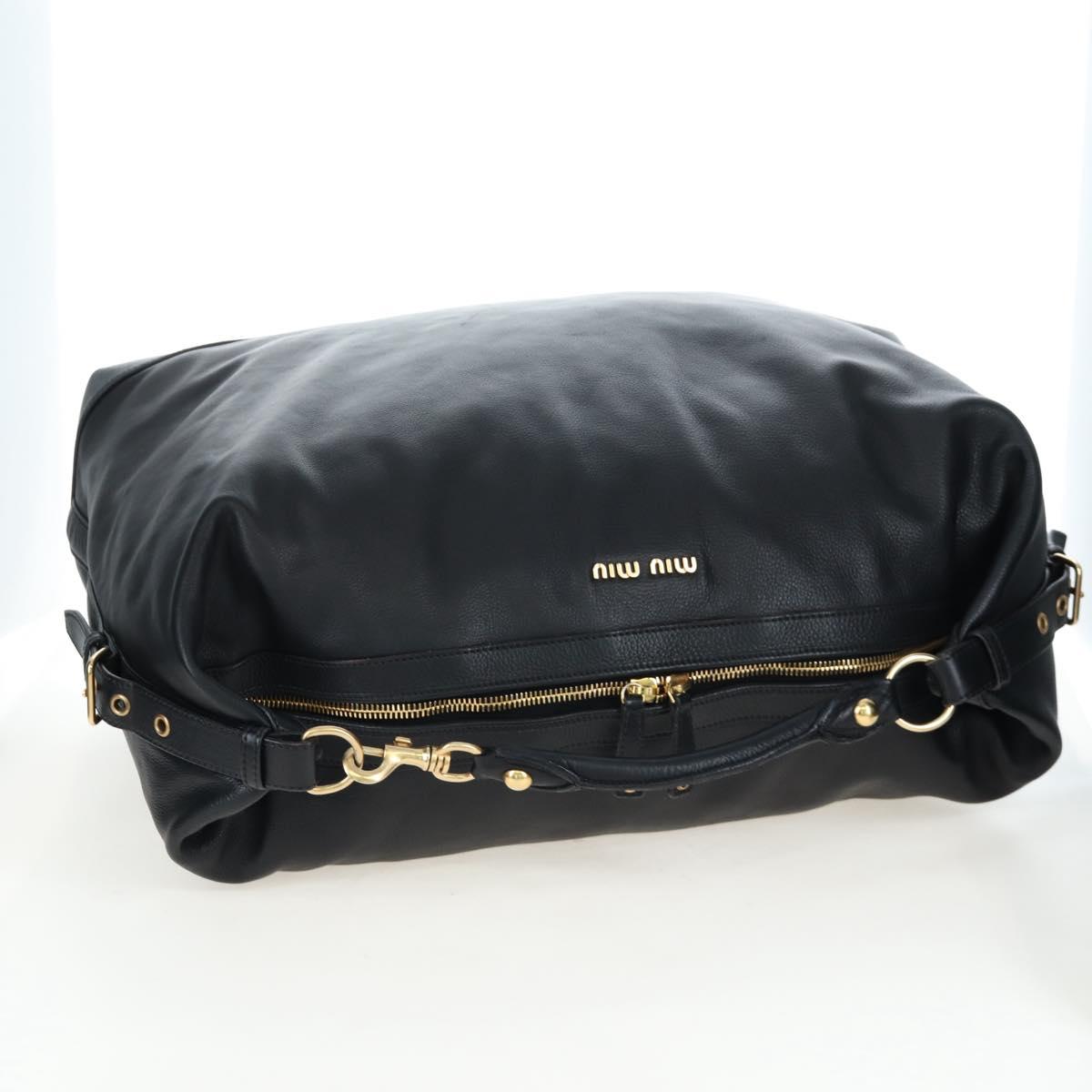 Miu Miu Shoulder Bag Leather Black Gold Auth yk20825V