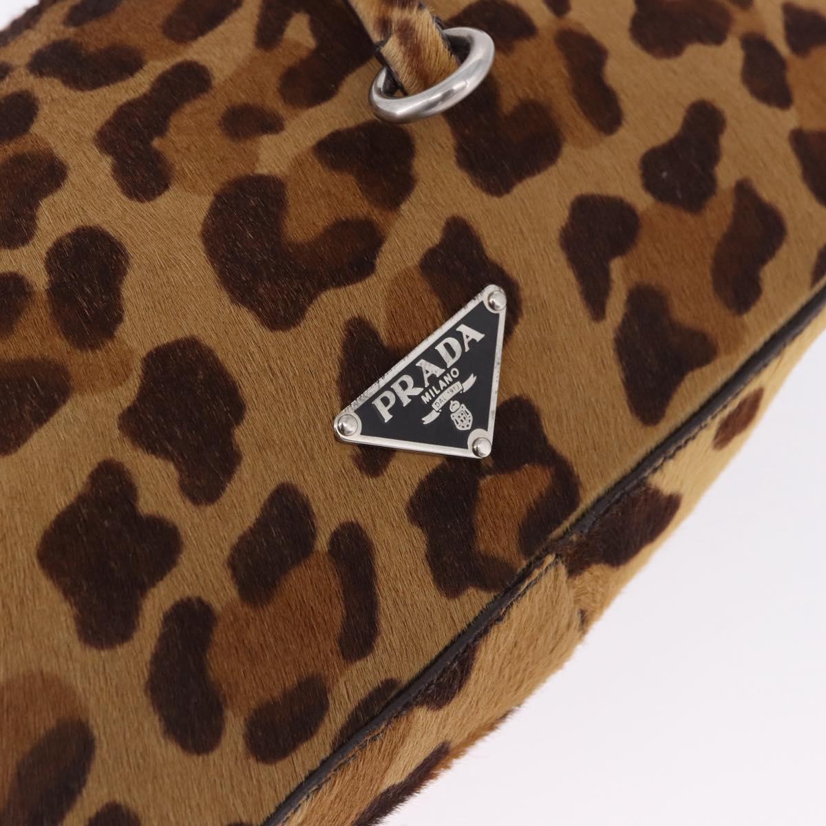 PRADA Shoulder Bag Harako leather Brown Silver Auth yk20826SAM