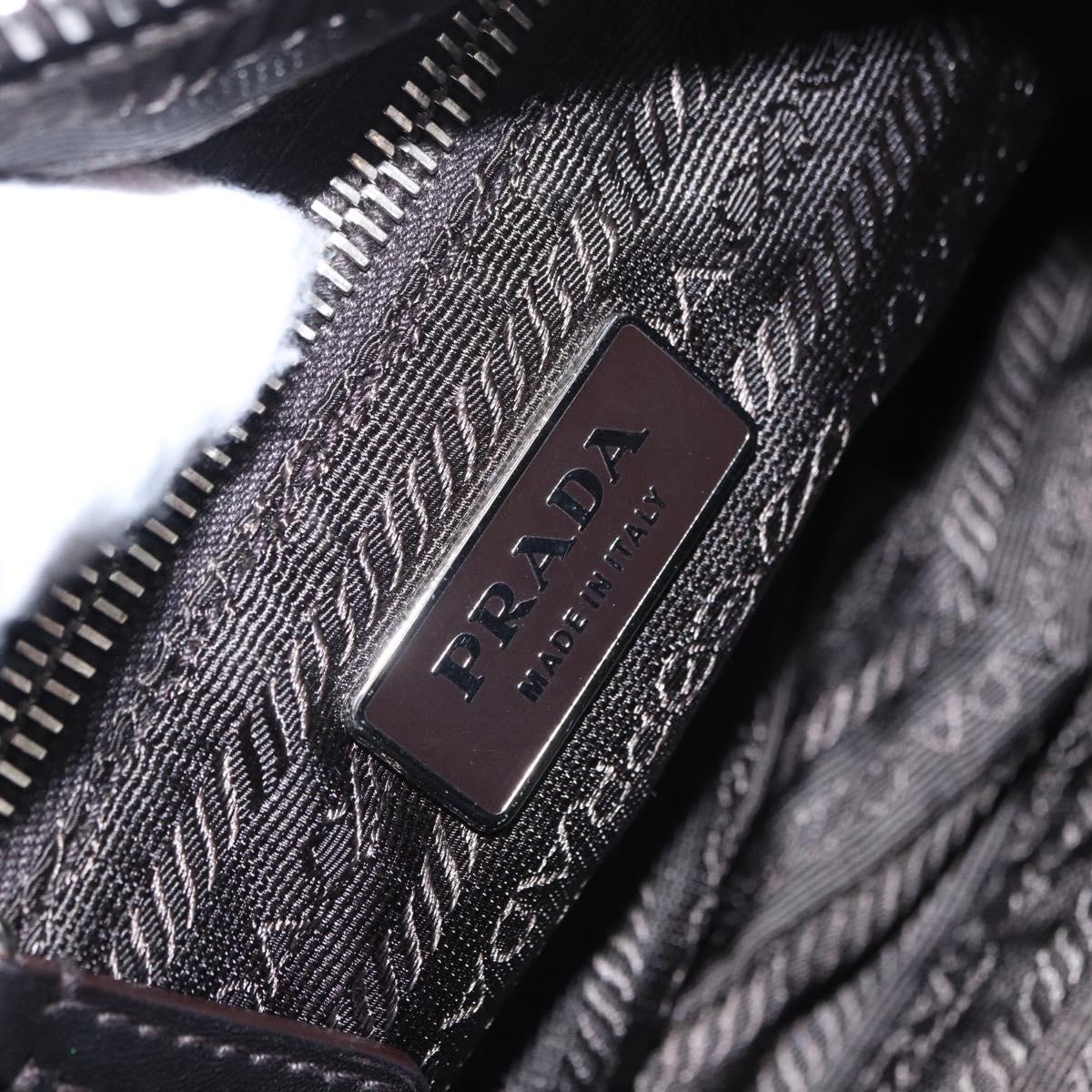 PRADA Shoulder Bag Harako leather Brown Silver Auth yk20826SAM