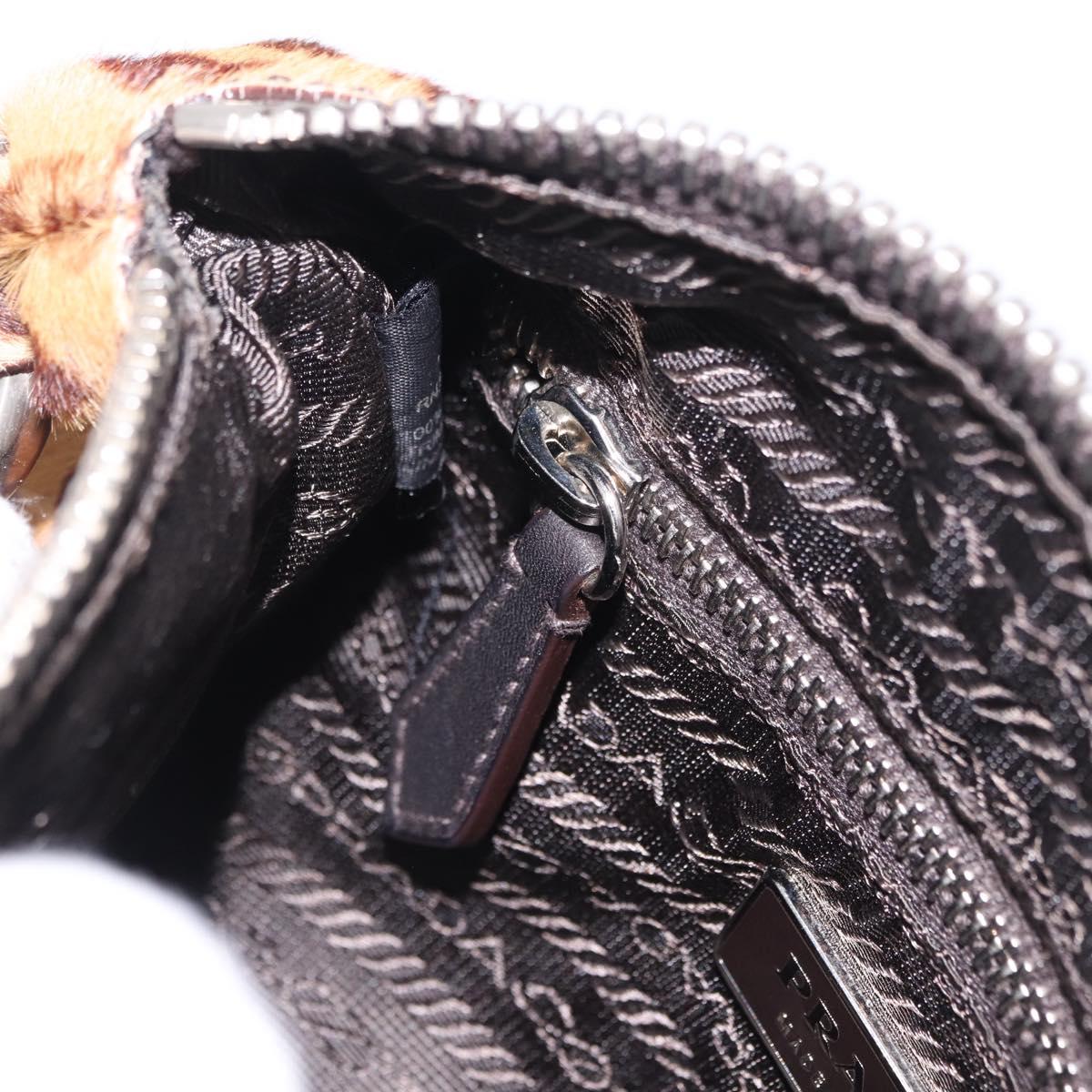PRADA Shoulder Bag Harako leather Brown Silver Auth yk20826SAM