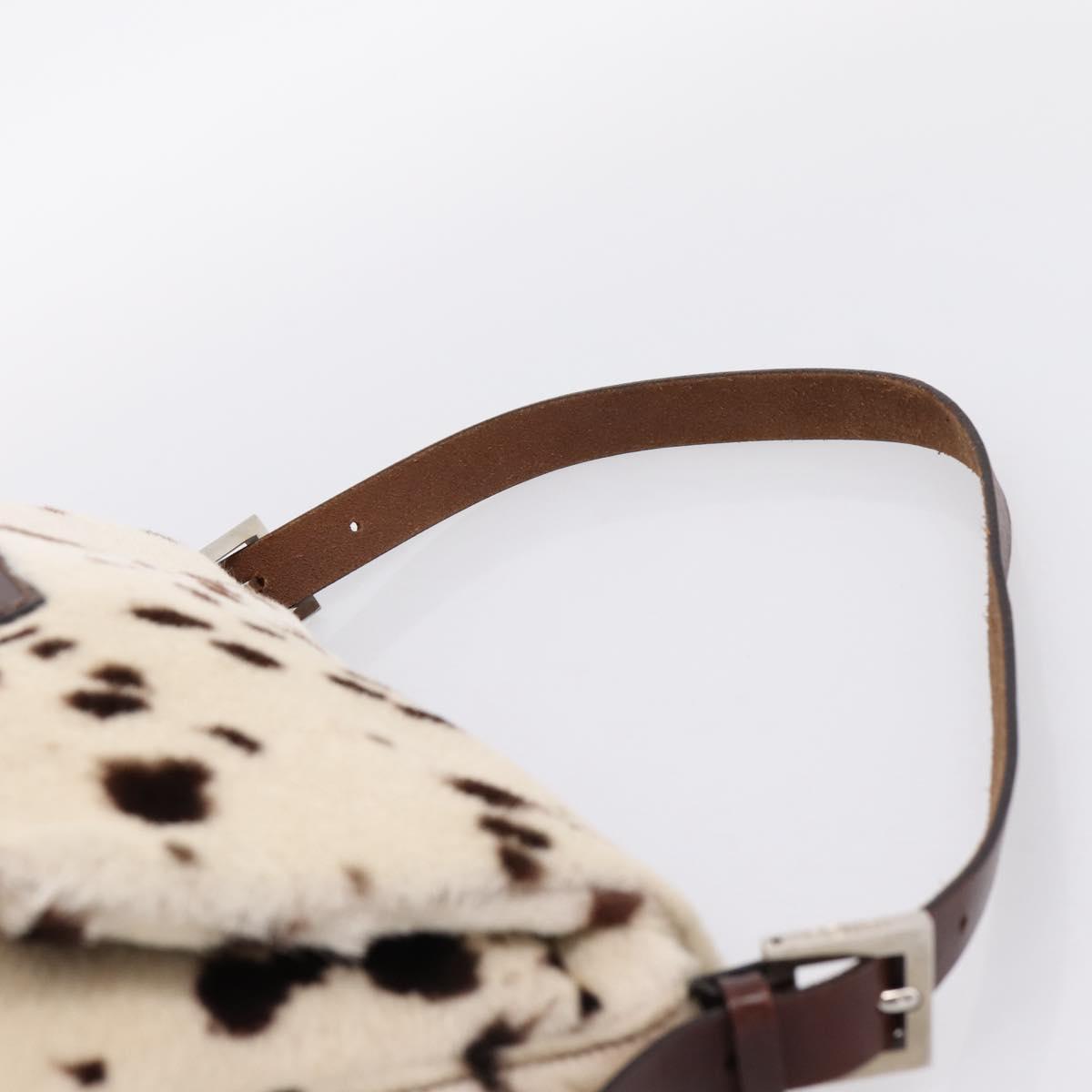 FENDI Mamma Baguette Shoulder Bag Harako leather White Silver Auth yk20827SAM