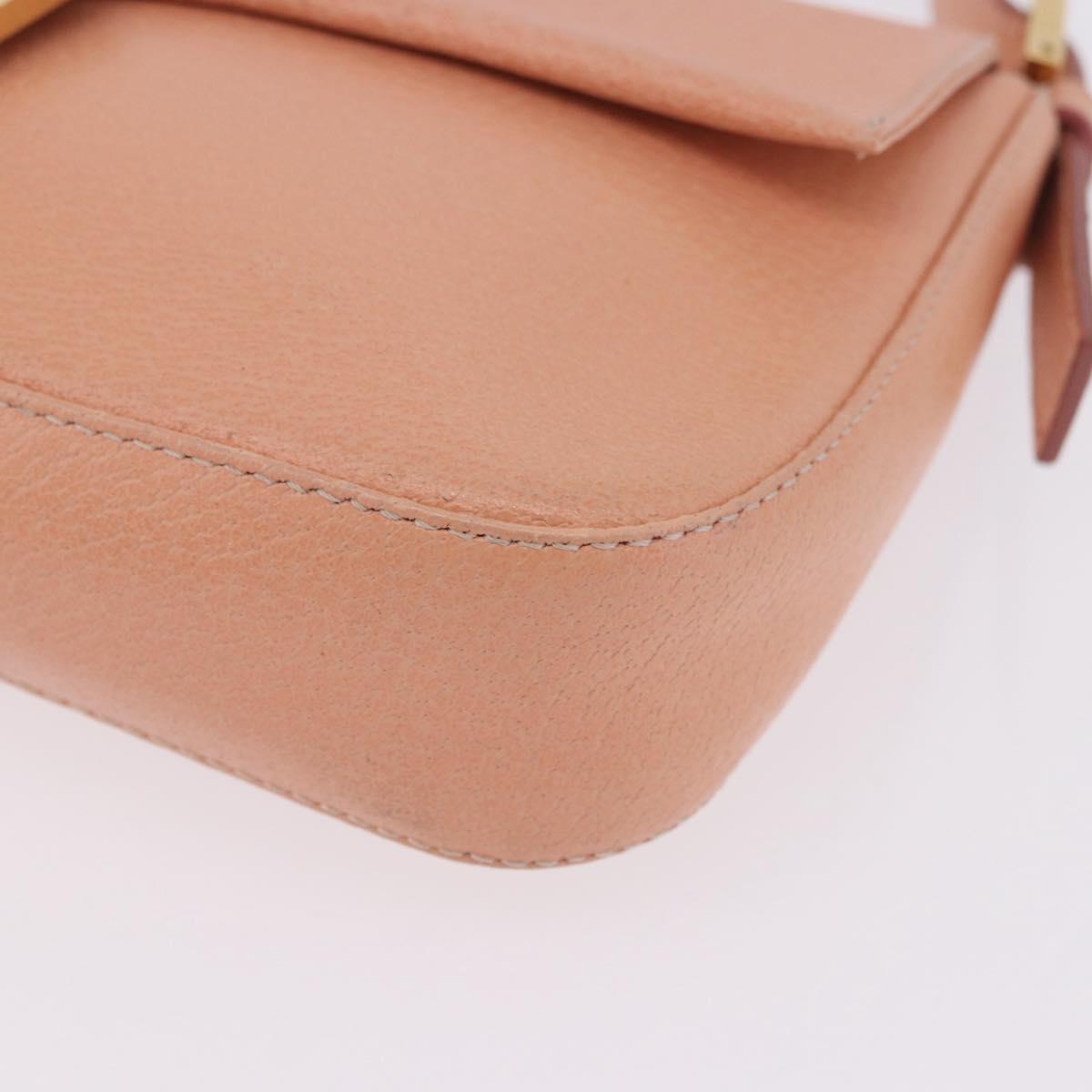 FENDI Mamma Baguette Shoulder Bag Leather Pink Gold Tone Auth yk20830SAM