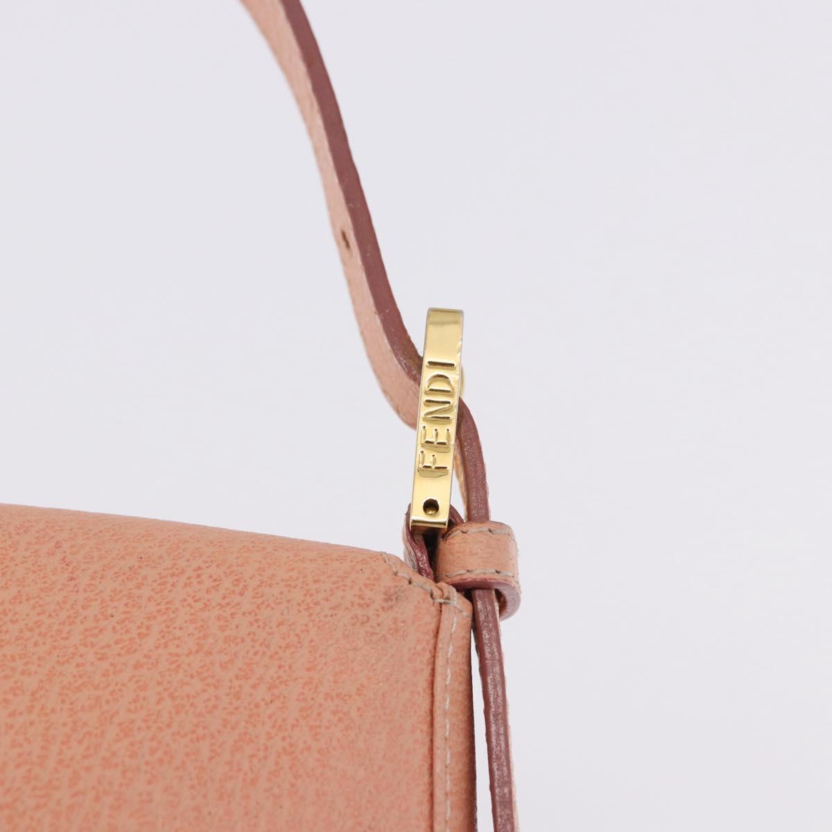FENDI Mamma Baguette Shoulder Bag Leather Pink Gold Tone Auth yk20830SAM
