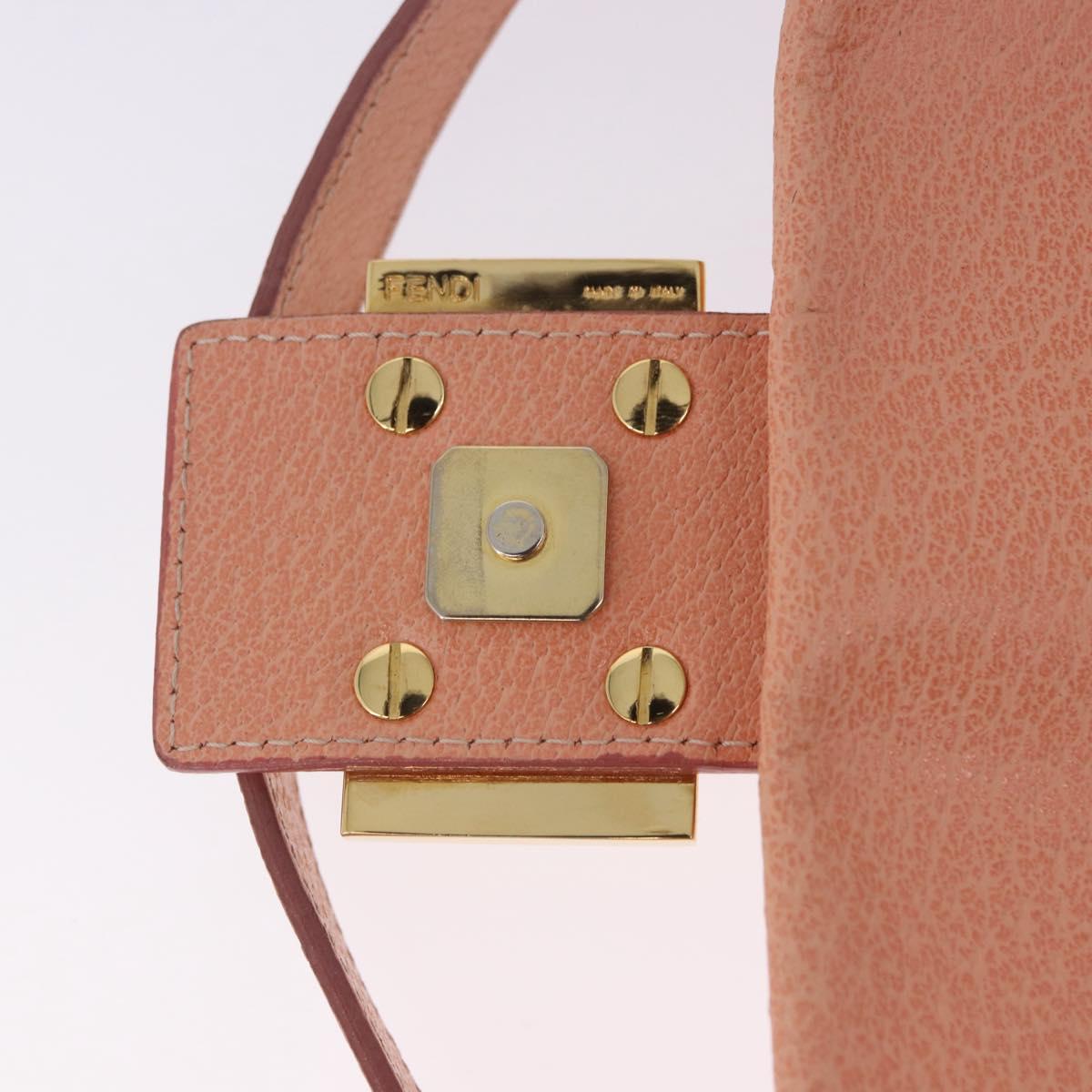 FENDI Mamma Baguette Shoulder Bag Leather Pink Gold Tone Auth yk20830SAM