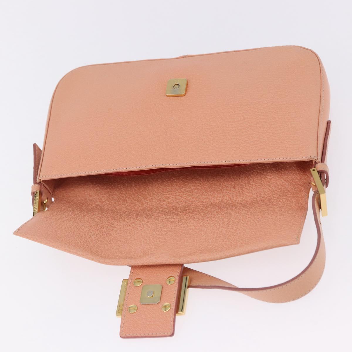 FENDI Mamma Baguette Shoulder Bag Leather Pink Gold Tone Auth yk20830SAM