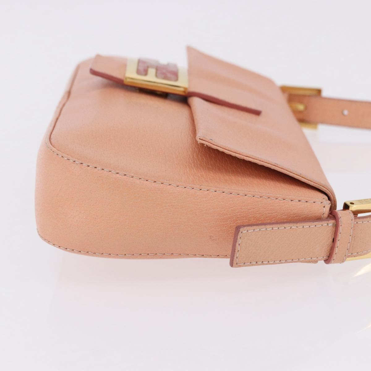 FENDI Mamma Baguette Shoulder Bag Leather Pink Gold Tone Auth yk20830SAM