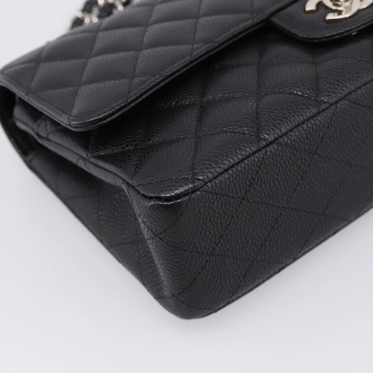 CHANEL Double Flap Chain Matelasse 23 Bag Caviar Skin Black Auth yk20833SM