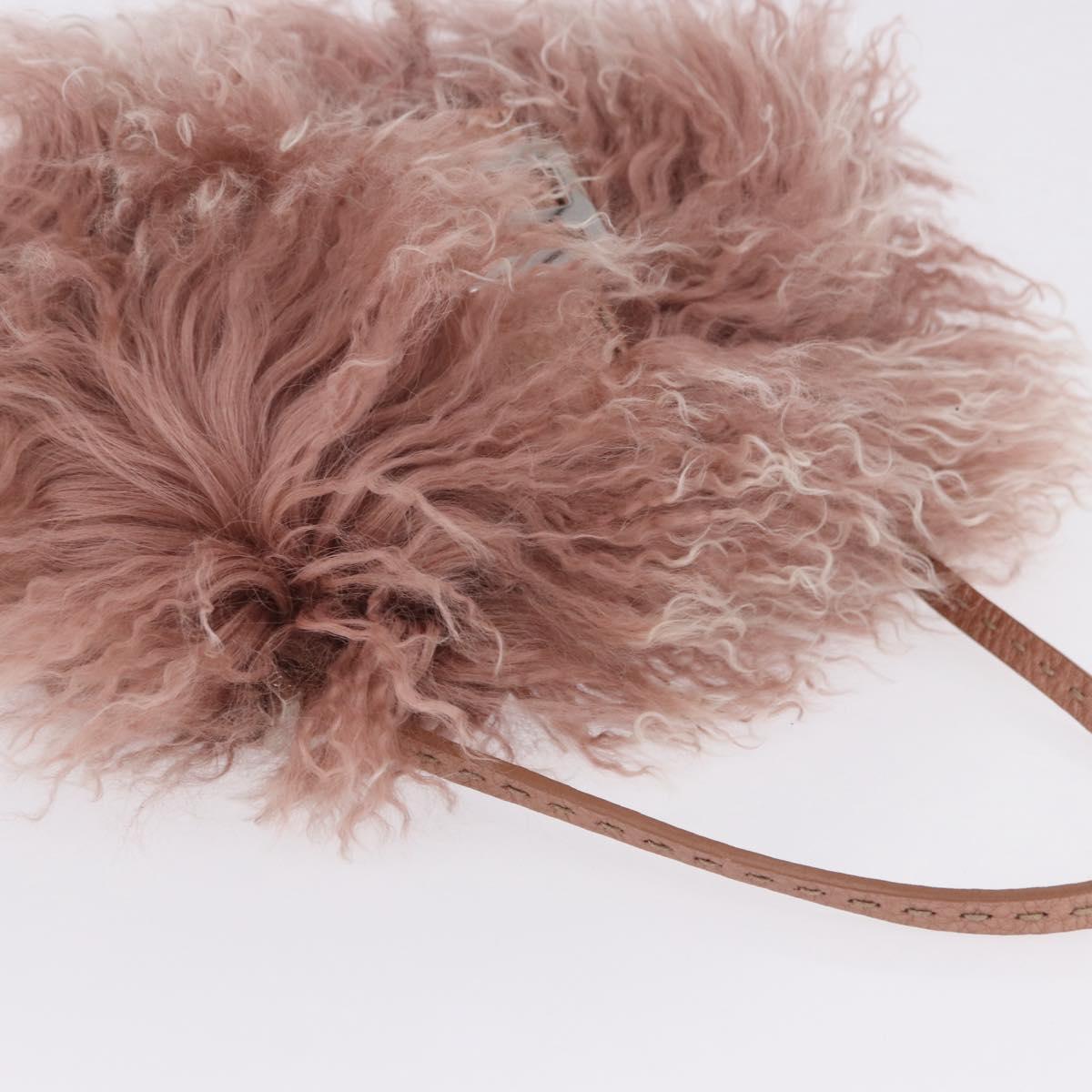FENDI Selleria Mini Mamma Baguette Bag Wool Pink Silver 8BR185 Auth yk20834SAM